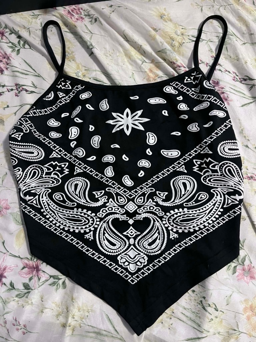 Black Bandana-Print Handkerchief Cami Top